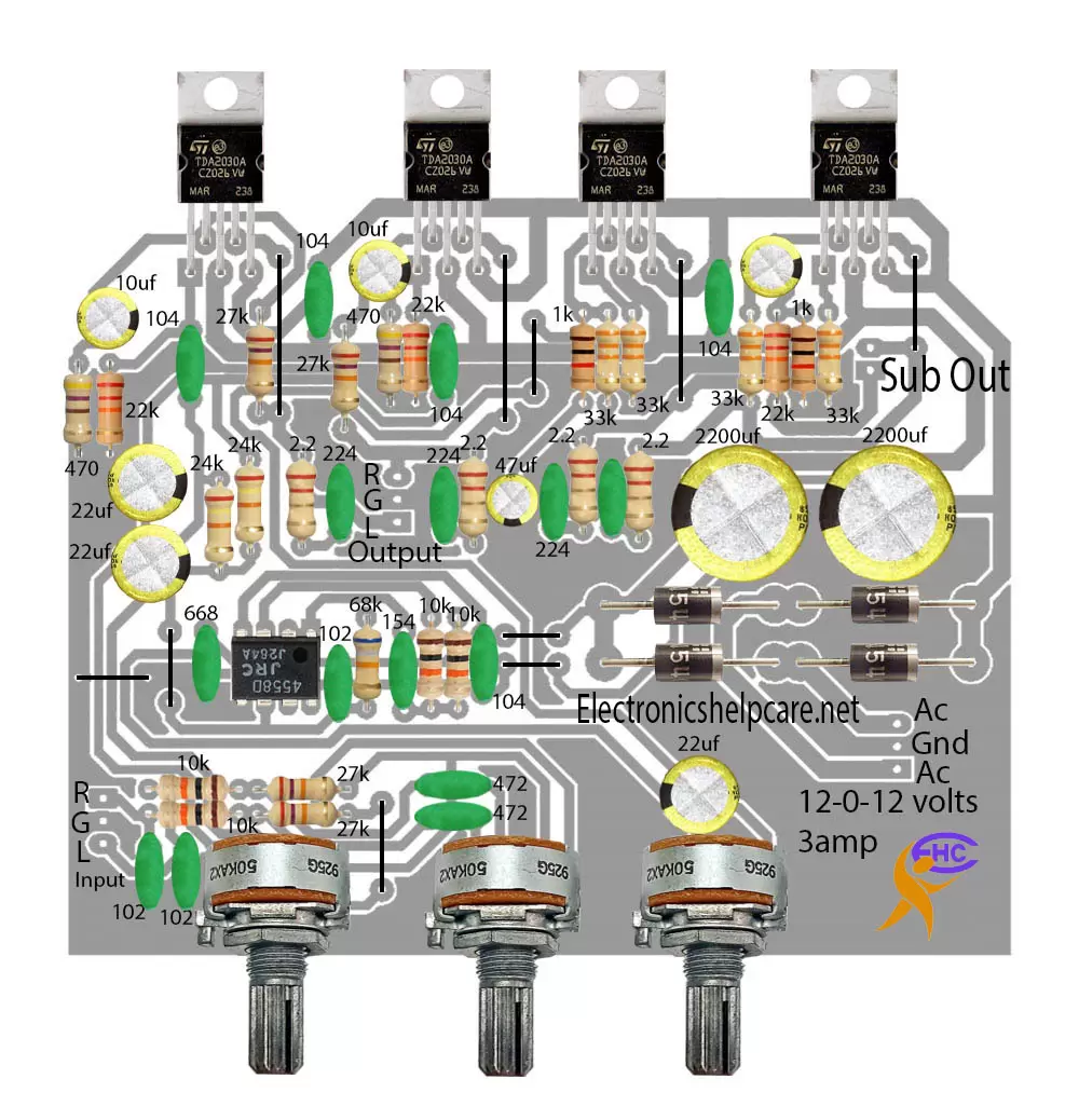 Subwoofer amplifier using TDA2030