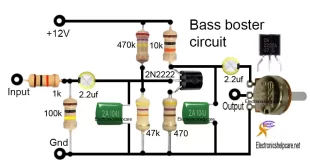 Bass booster circuit diagram for amplifier