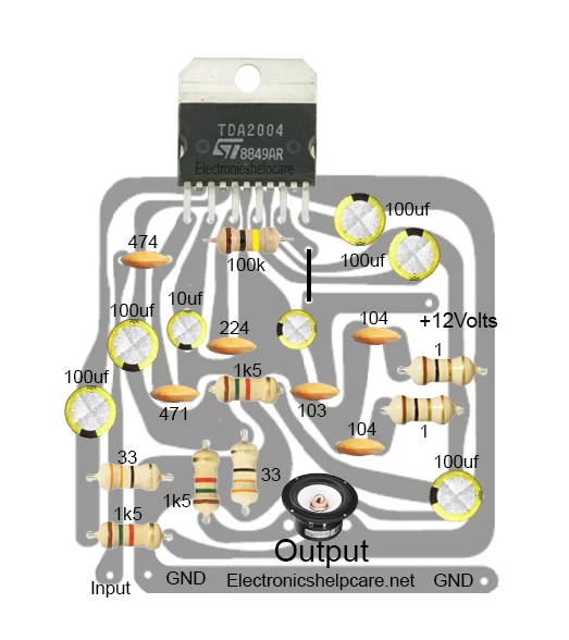 DIY car amplifier circuit diagram using tda2004 - Electronics Help Care