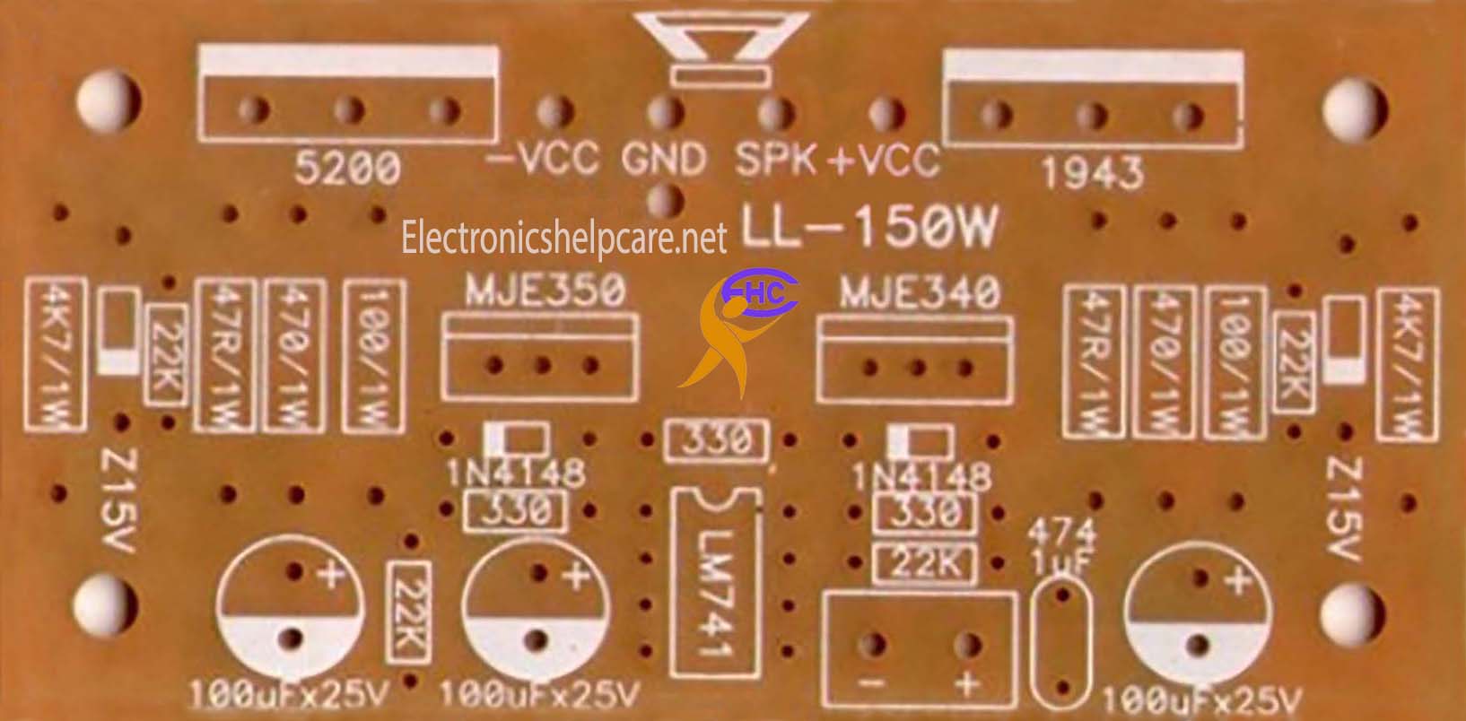Transistor amplifier circuit diagram board - Electronics Help Care